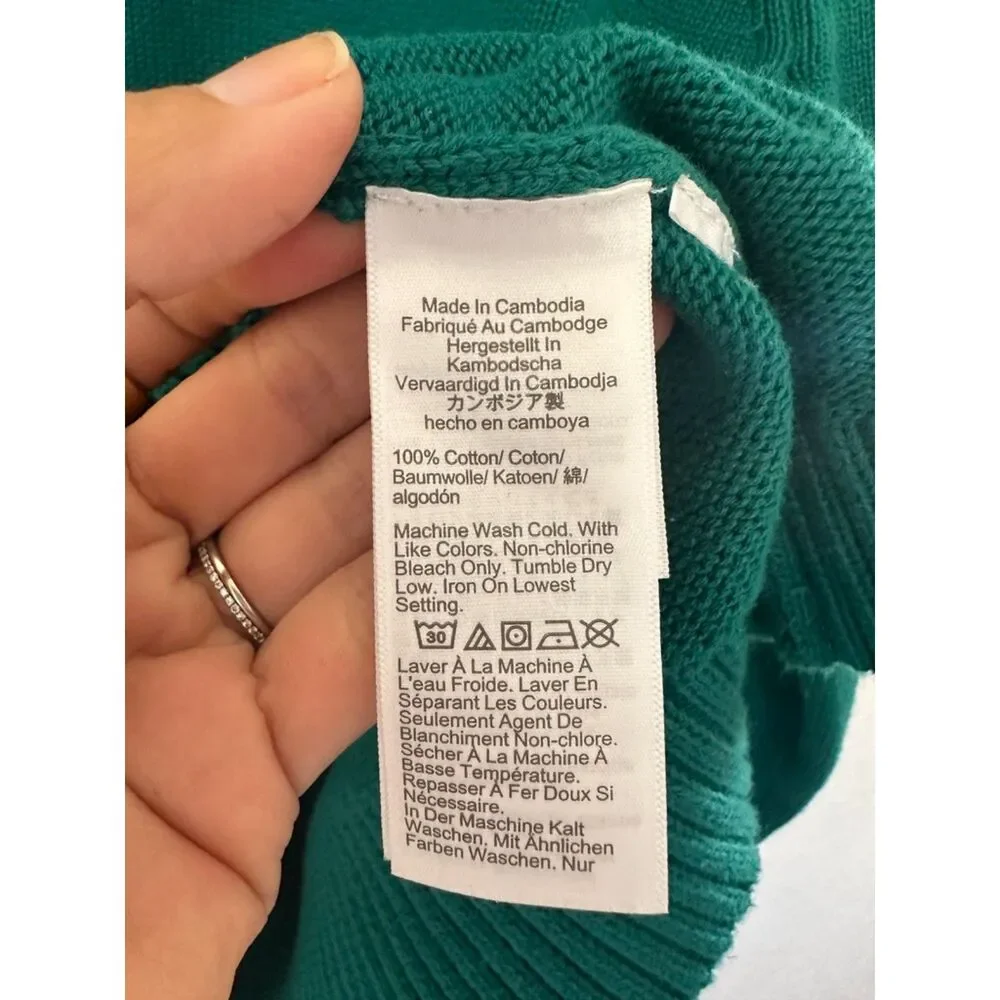J. Crew Heritage Cotton Crewneck Sweater Green/Blue Size Medium